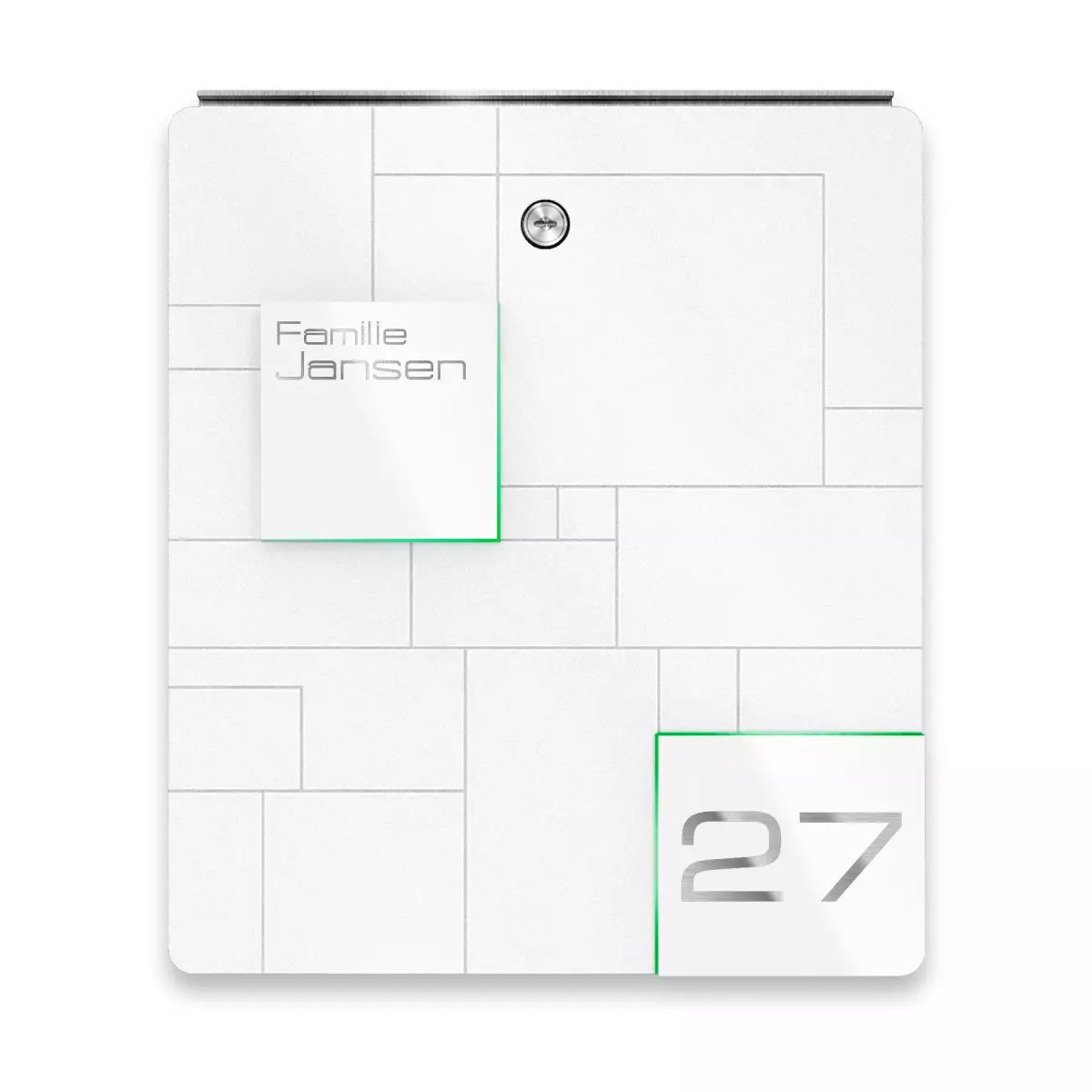 Roostevabast terasest lumivalge postkast | graveering | 02