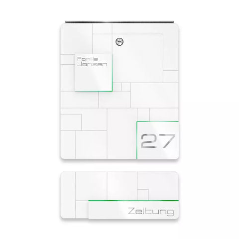 Roostevabast terasest lumivalge postkast | graveering | 02