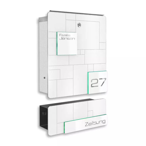 Roostevabast terasest lumivalge postkast | graveering | 02