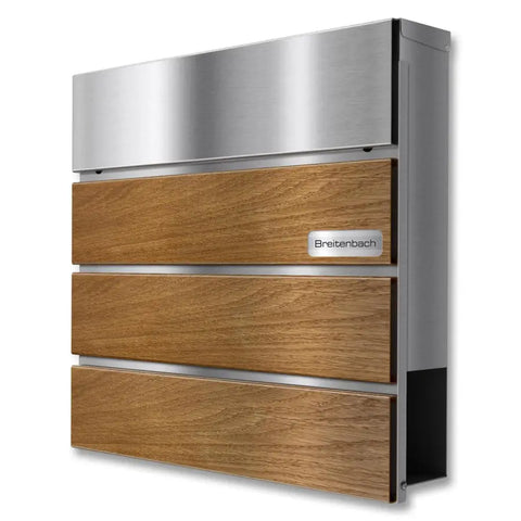 Tammeimitatsiooniga postkast | roostevabast terasest nimesilt | Anton