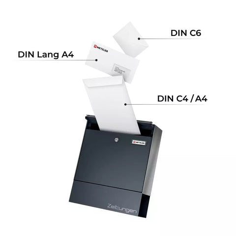 Ajalehesahtliga postkast | RAL7016 antratsiithall | BK212-RE-ZF