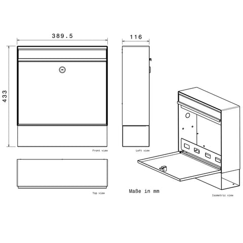 Ajalehesahtliga postkast | RAL7016 antratsiithall | BK212-RE-ZF